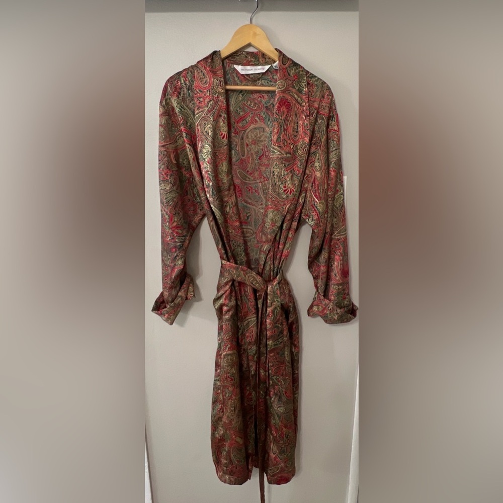 Vintage Victoria’s Secret Paisley Robe Boho Maxi Satin Robe M/L EUC - Picture 5 of 11